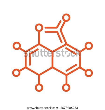  Molecule icon. Stylized line art of a chemical compound structure. Symbol for science, chemistry, research, and biotechnology. Isolated vector illustration.