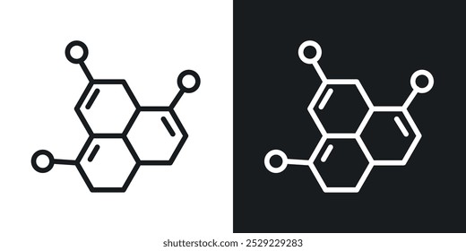 Icono de molécula en color negro de línea delgada. ilustración de símbolos de Vector simple plano.