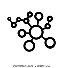 Symbolvektorgrafik von Molecule. Chemie-Illustrationszeichen. Wissenschaftliches Symbol. Logo für chemische Bindungen.
