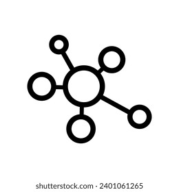 Symbolvektorgrafik von Molecule. Chemie-Illustrationszeichen. Wissenschaftliches Symbol. Logo für chemische Bindungen.