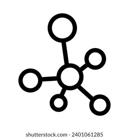 Vector de icono molécula. Signo de ilustración química. Símbolo científico. Logo de los bonos químicos.