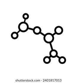 Vector de icono molécula. Signo de ilustración química. Símbolo científico. Logo de los bonos químicos.