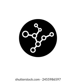 Vector de iconos de molécula. Signo de ilustración química. Símbolo científico. Logotipo de enlaces químicos.
