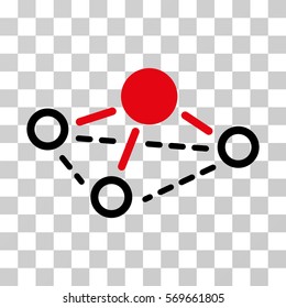 Molecule icon. Vector illustration style is flat iconic bicolor symbol, intensive red and black colors, transparent background. Designed for web and software interfaces.