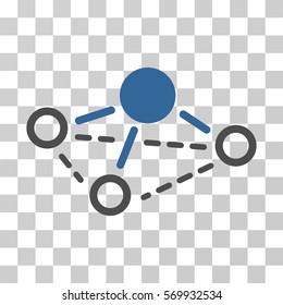 Molecule icon. Vector illustration style is flat iconic bicolor symbol, cobalt and gray colors, transparent background. Designed for web and software interfaces.