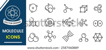 Molecule icon vector illustration. Symbol of  Molecule line icon vector isolated on white background. Symbol of science, nuclear physics, scientific research, education, electrons, proton sign vector.