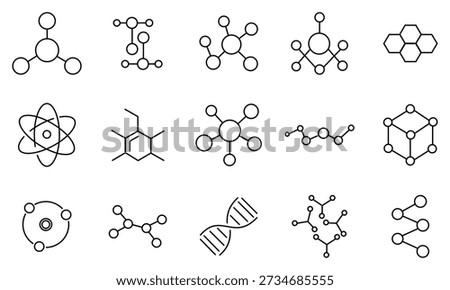 Molecule icon vector illustration. Symbol of Molecule line icon vector isolated on white background. Molecule structure, atom, scientific research, electron orbit, DNA and other.