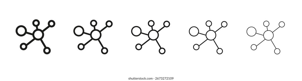 Molecule icon vector outline set illustration sign