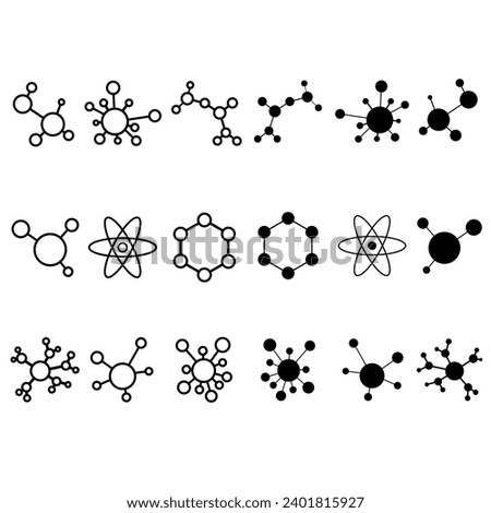 Molecule Icon vector set. Chemistry illustration sign collection. Scientific symbol. Chemical bonds logo.