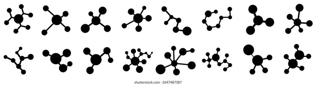 Molecule Icon vector set isolated on white background. chemistry illustration sign collection. scientific symbol.