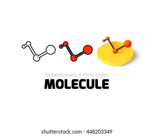 Molecule icon, vector symbol in flat, outline and isometric style