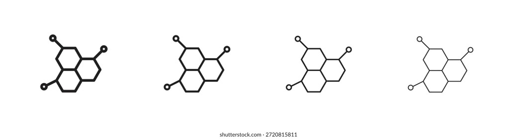 Iconos de molécula delinean diseño de Vector negro. Línea con trazo editable.