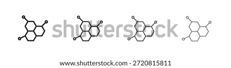 Molecule icons outline black vector design. Line with editable stroke.
