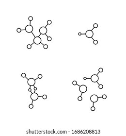 molecule icons, science line vector set