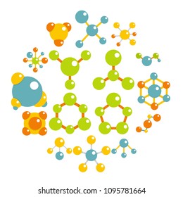 Molecule icons set in flat style isolated vector illustration