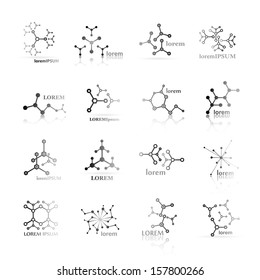 Molecule Icons Set - Isolated On White - Vector Illustration, Graphic Design Useful For Your Design