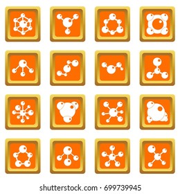 Molecule icons set in orange color isolated vector illustration for web and any design