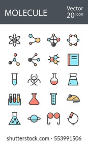 molecule icons set in retro style with mixed color, the trend in 2017, an excellent solution for SEO, mobile applications, web sites, pixel perfect