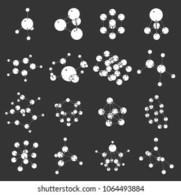Molecule icons set vector white isolated on grey background 