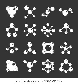 Molecule icons set vector white isolated on grey background 