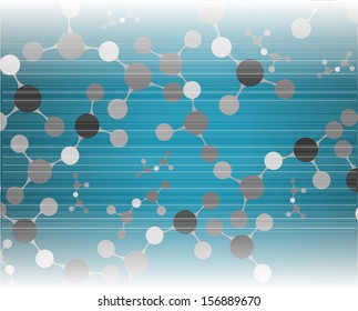 molecule illustration over blue background with copyspace for your text 