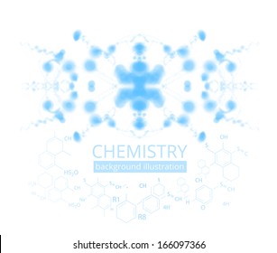 Molecule illustration over blue background with copyspace for your text