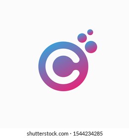 molecule initial Letter C Logo design , Lab Logo Design Element , Design Vector with Dots. - VECTOR