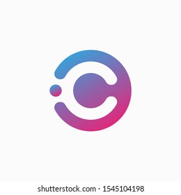 molecule initial Letter C Logo design , Lab Logo Design Element , Design Vector with Dots. - VECTOR