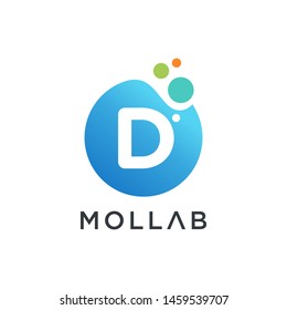 molecule initial Letter D Logo design , Lab Logo Design Element , Design Vector with Dots. - VECTOR