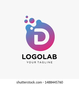 molecule initial Letter D Logo design , Lab Logo Design Element , Design Vector with Dots. - VECTOR