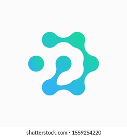 Molecule Initial Letter D Logo Design Inspiration Vector Illustration. Technology logo in the form of atoms. network connection icon, share symbol design - vector