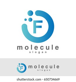 molecule initial Letter F Logo design