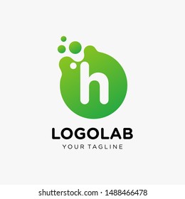 molecule initial Letter H Logo design , Lab Logo Design Element , Design Vector with Dots. - VECTOR