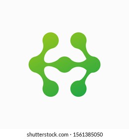 Molecule Initial Letter H Logo Design Inspiration Vector Illustration. Technology logo in the form of atoms. network connection icon, share symbol design - vector