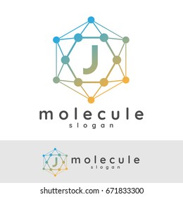 molecule initial Letter J Logo design