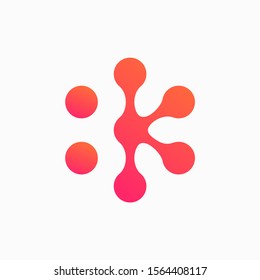 Molecule Initial Letter K Logo Design Inspiration Vector Illustration. Technology logo in the form of atoms. network connection icon, share symbol design - vector