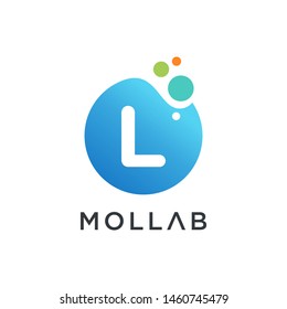 molecule initial Letter L Logo design , Lab Logo Design Element , Design Vector with Dots. - VECTOR
