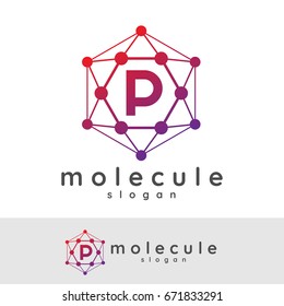 molecule initial Letter P Logo design