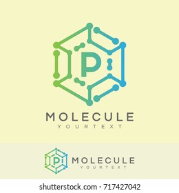 molecule initial Letter P Logo design