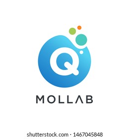 molecule initial Letter Q Logo design , Lab Logo Design Element , Design Vector with Dots. - VECTOR