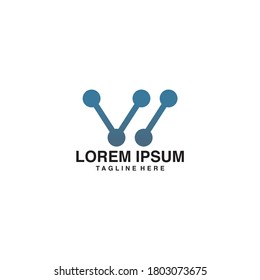 Molecule Initial Letter W Logo Design Inspiration Vector Illustration. Technology logo in the form of atoms. network connection icon, share symbol design - vector
