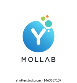 molecule initial Letter Y Logo design , Lab Logo Design Element , Design Vector with Dots. - VECTOR