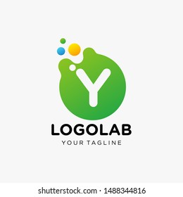 molecule initial Letter Y Logo design , Lab Logo Design Element , Design Vector with Dots. - VECTOR