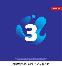 molecule initial number 3 icon. modern logo, template design
