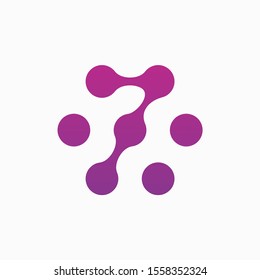 Molecule Initial number 7 Logo Design Inspiration Vector Illustration. Technology logo in the form of atoms. network connection icon, share symbol design - vector