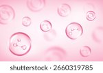 Molecule inside bubble on pink background. Cosmetic moisturizer water molecule. Concept skin care cosmetics solution. Vector illustration