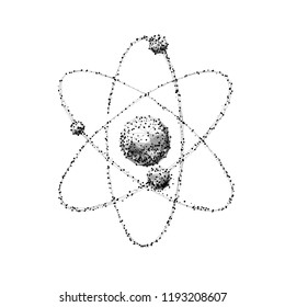 Molecule. Isolated black vector illustration in low-poly style on a white background. The drawing consists of thin lines and dots. Polygonal image on topics of science or medicine. Low poly EPS.