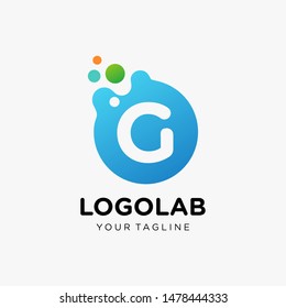 molecule Letter G Logo design. Lab Logo Design Element. Design Vector with Dots. - VECTOR