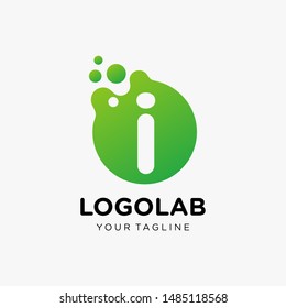 Molecule Letter I Logo design. Design Vector with Dots. - VECTOR