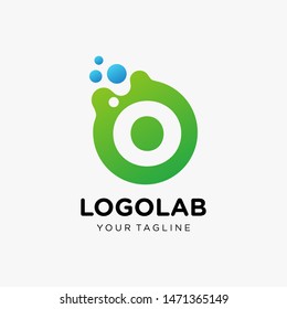 molecule Letter O Logo design. Lab Logo Design Element. Design Vector with Dots. - VECTOR